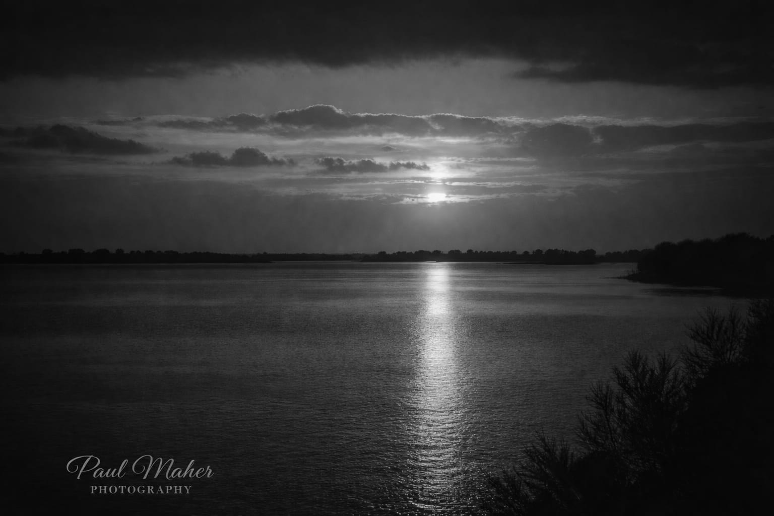 Monochrome sunset over the land