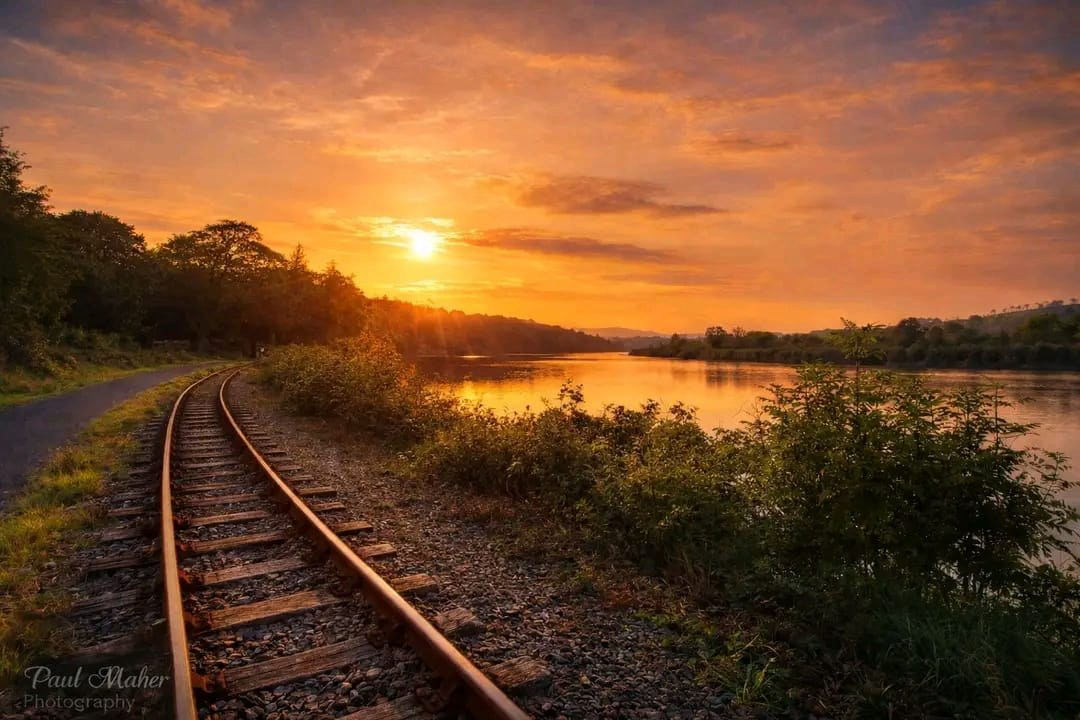 Fiery horizon at sunset