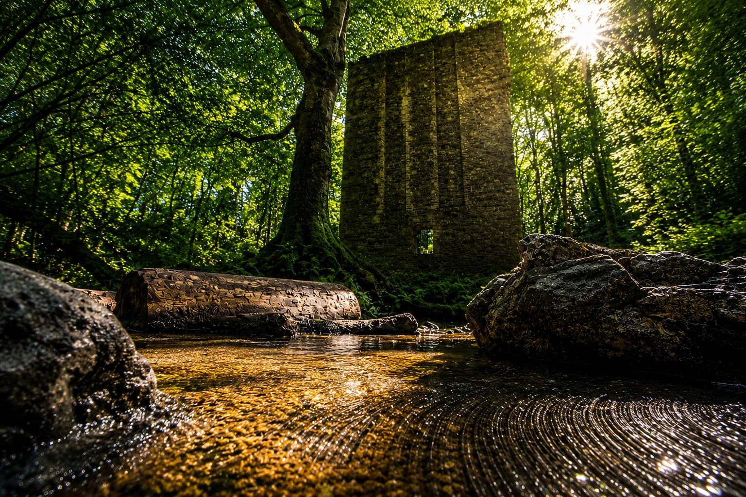 Mossy stream in the woods